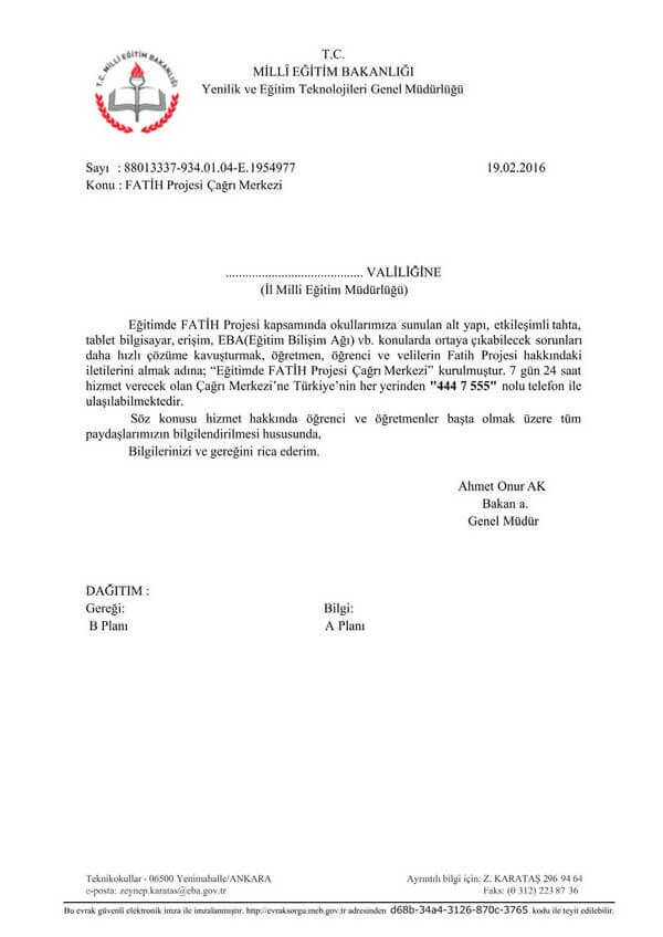 Fatih projesi çağrı merkezi