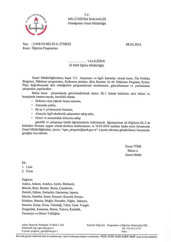 Tüm Öğretim Programları Güncellenecek